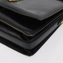GUCCI Horsebit Web Sherry Line Shoulder Bag Leather Black Gold Auth 179764-12
