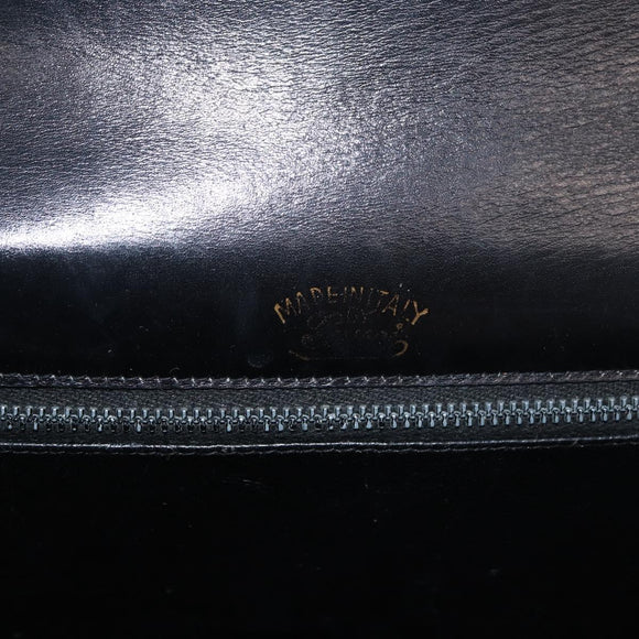 GUCCI Horsebit Web Sherry Line Shoulder Bag Leather Black Gold Auth 179764