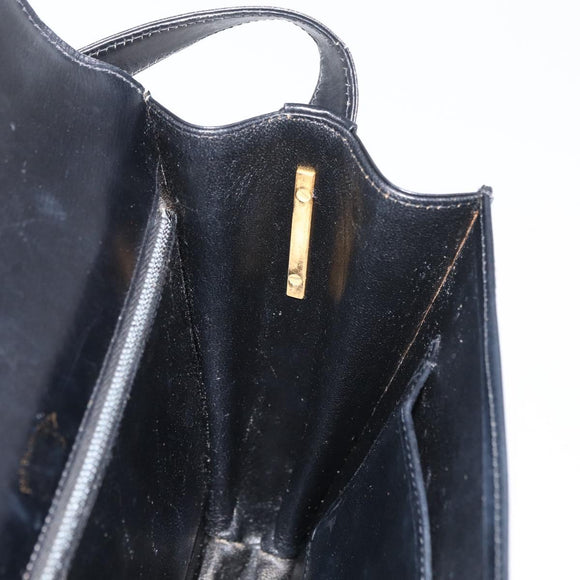 GUCCI Horsebit Web Sherry Line Shoulder Bag Leather Black Gold Auth 179764
