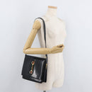 GUCCI Horsebit Web Sherry Line Shoulder Bag Leather Black Gold Auth 179764-24