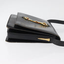 GUCCI Horsebit Web Sherry Line Shoulder Bag Leather Black Gold Auth 179764-4