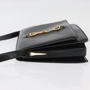 GUCCI Horsebit Web Sherry Line Shoulder Bag Leather Black Gold Auth 179764-5