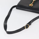 GUCCI Horsebit Web Sherry Line Shoulder Bag Leather Black Gold Auth 179764-7