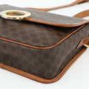 CELINE Macadam Canvas Shoulder Bag PVC Leather Brown Gold Auth 179765A-9