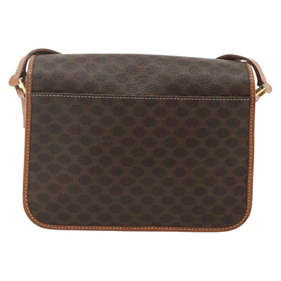 CELINE Macadam Canvas Shoulder Bag PVC Leather Brown Gold Auth 179765A - 0