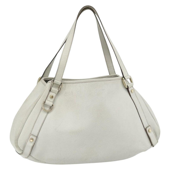 GUCCI Abbey Tote Bag Leather White Gold 130736 Auth 179766A