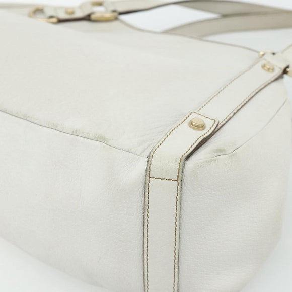 GUCCI Abbey Tote Bag Leather White Gold 130736 Auth 179766A