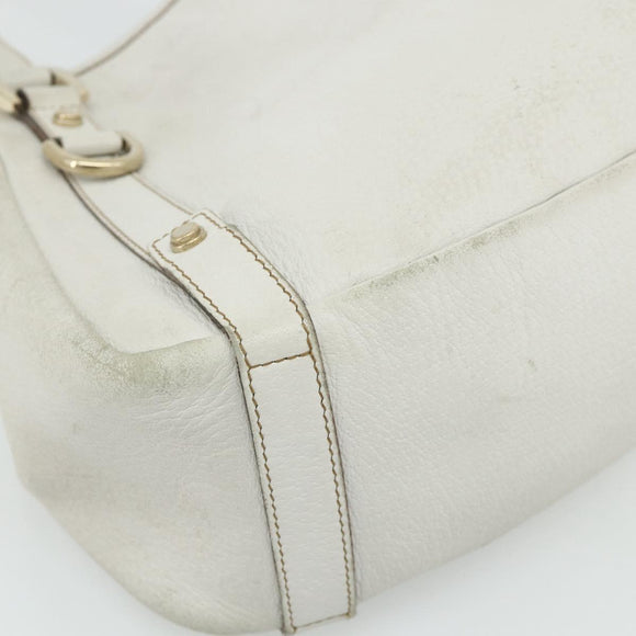 GUCCI Abbey Tote Bag Leather White Gold 130736 Auth 179766A