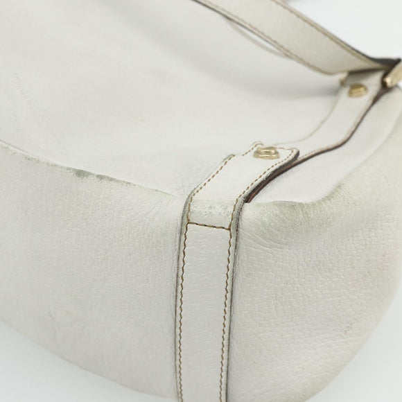 GUCCI Abbey Tote Bag Leather White Gold 130736 Auth 179766A