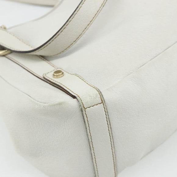 GUCCI Abbey Tote Bag Leather White Gold 130736 Auth 179766A