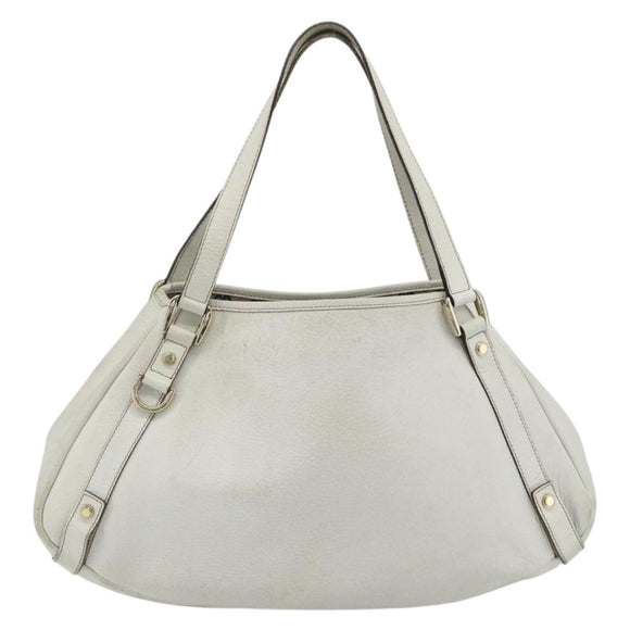 GUCCI Abbey Tote Bag Leather White Gold 130736 Auth 179766A