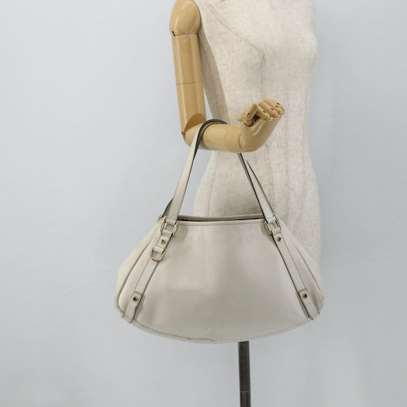 GUCCI Abbey Tote Bag Leather White Gold 130736 Auth 179766A