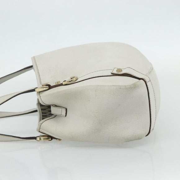 GUCCI Abbey Tote Bag Leather White Gold 130736 Auth 179766A