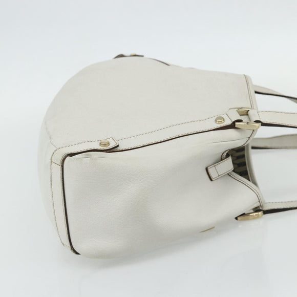 GUCCI Abbey Tote Bag Leather White Gold 130736 Auth 179766A