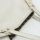 GUCCI Abbey Tote Bag Leather White Gold 130736 Auth 179766A-6