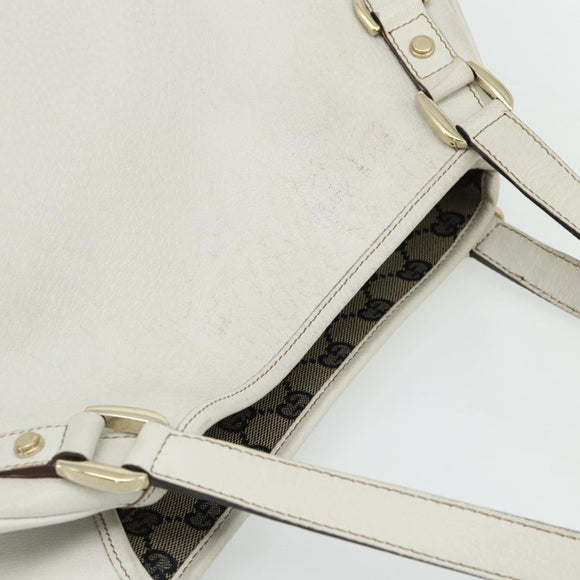 GUCCI Abbey Tote Bag Leather White Gold 130736 Auth 179766A