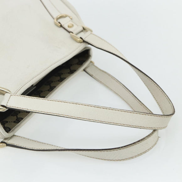 GUCCI Abbey Tote Bag Leather White Gold 130736 Auth 179766A
