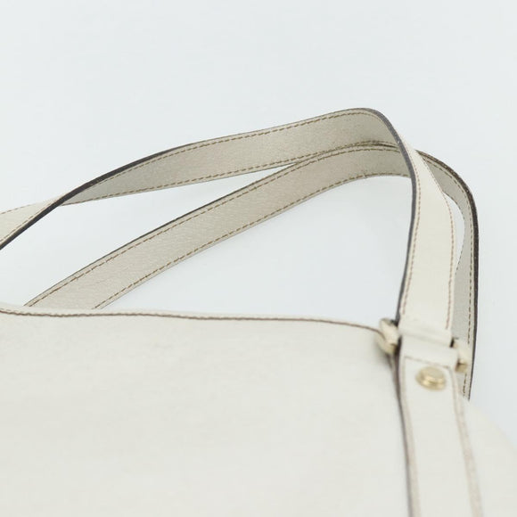 GUCCI Abbey Tote Bag Leather White Gold 130736 Auth 179766A