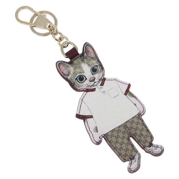 GUCCI GG Supreme Higuchi Yuko Collaboration Charm PVC Beige Gold Auth 179773SM