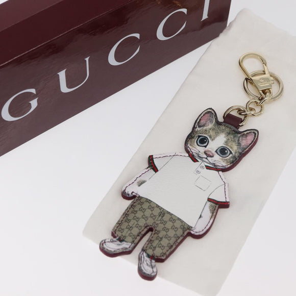 GUCCI GG Supreme Higuchi Yuko Collaboration Charm PVC Beige Gold Auth 179773SM