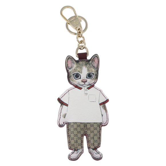 GUCCI GG Supreme Higuchi Yuko Collaboration Charm PVC Beige Gold Auth 179773SM