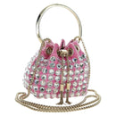 Jimmy Choo Chain Bonbon Shoulder Bag Velor 2way Pink Gold Auth 179776SAM-1