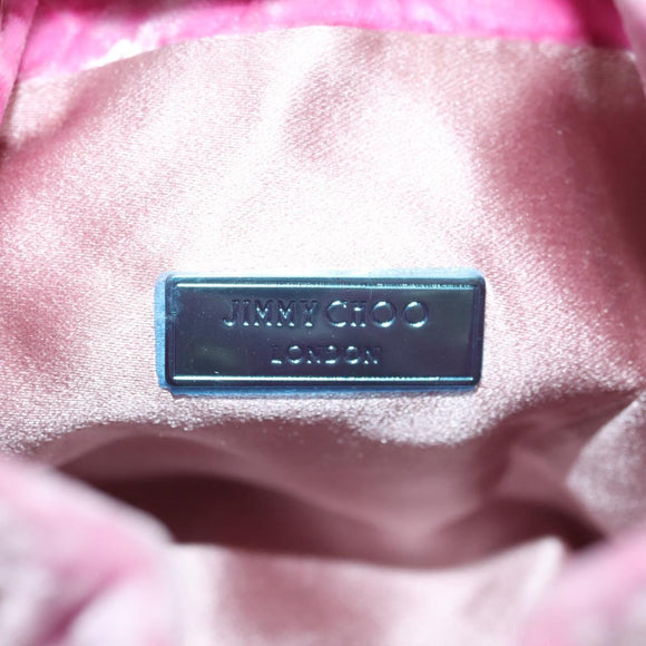 Jimmy Choo Chain Bonbon Shoulder Bag Velor 2way Pink Gold Auth 179776SAM