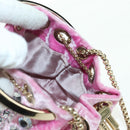 Jimmy Choo Chain Bonbon Shoulder Bag Velor 2way Pink Gold Auth 179776SAM-20