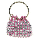 Jimmy Choo Chain Bonbon Shoulder Bag Velor 2way Pink Gold Auth 179776SAM-3