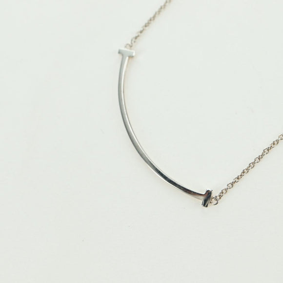 TIFFANY&Co. T Smile Necklace Ag925 Silver Auth 179781SM