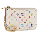LOUIS VUITTON Multicolor Pochette Cles NM Coin Purse White M93734 LV Auth 179782-1