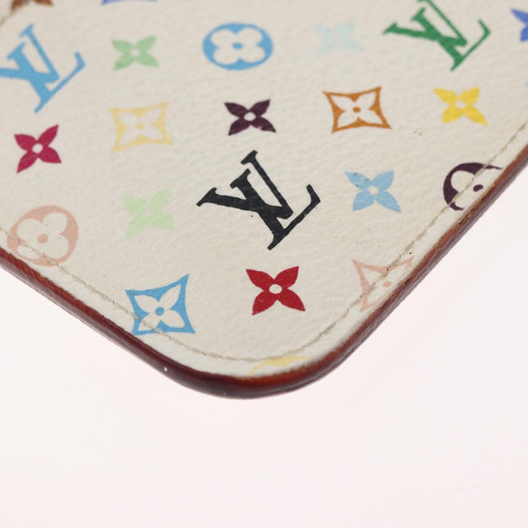 LOUIS VUITTON Multicolor Pochette Cles NM Coin Purse White M93734 LV Auth 179782