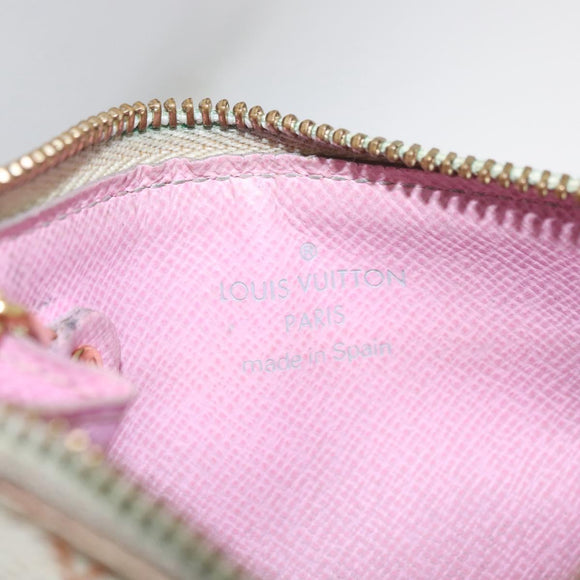 LOUIS VUITTON Multicolor Pochette Cles NM Coin Purse White M93734 LV Auth 179782