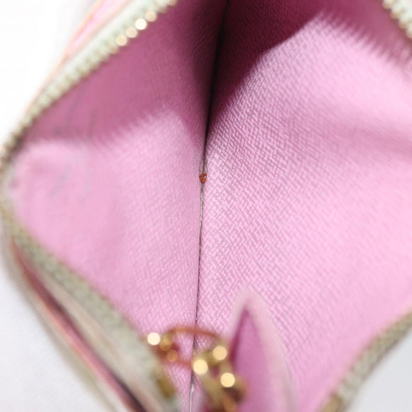 LOUIS VUITTON Multicolor Pochette Cles NM Coin Purse White M93734 LV Auth 179782