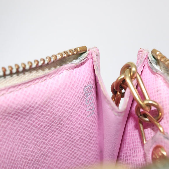 LOUIS VUITTON Multicolor Pochette Cles NM Coin Purse White M93734 LV Auth 179782