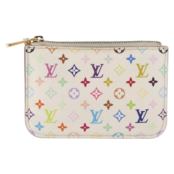 LOUIS VUITTON Multicolor Pochette Cles NM Coin Purse White M93734 LV Auth 179782