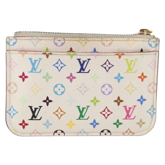 LOUIS VUITTON Multicolor Pochette Cles NM Coin Purse White M93734 LV Auth 179782