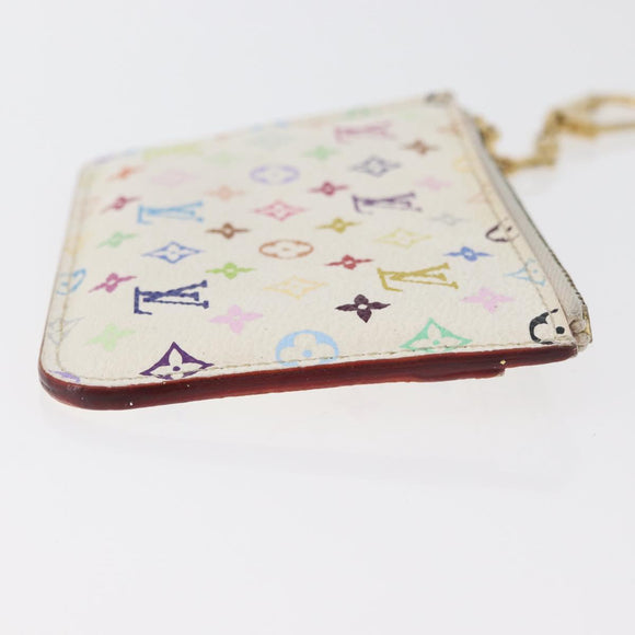 LOUIS VUITTON Multicolor Pochette Cles NM Coin Purse White M93734 LV Auth 179782