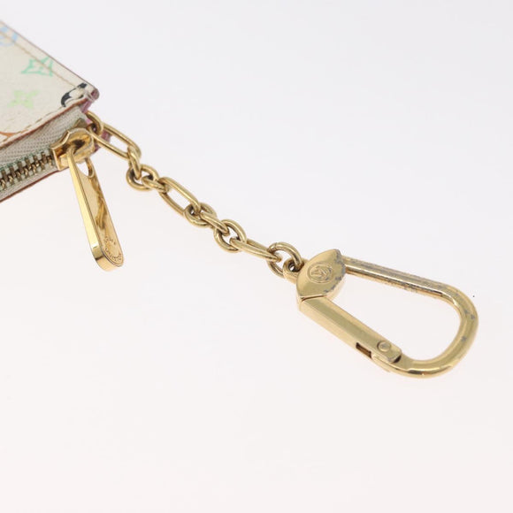 LOUIS VUITTON Multicolor Pochette Cles NM Coin Purse White M93734 LV Auth 179782