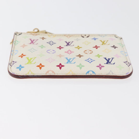 LOUIS VUITTON Multicolor Pochette Cles NM Coin Purse White M93734 LV Auth 179782