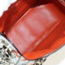 PRADA Sports Chain Shoulder Bag Leather White Silver Auth 179797M-9