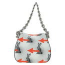 PRADA Sports Chain Shoulder Bag Leather White Silver Auth 179797M-13