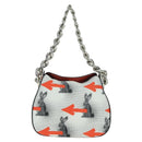 PRADA Sports Chain Shoulder Bag Leather White Silver Auth 179797M-2