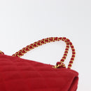 CHANEL Matelasse Chain Shoulder Bag Cotton Red Gold CC Auth 179799-14