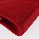 CHANEL Matelasse Chain Shoulder Bag Cotton Red Gold CC Auth 179799-15