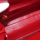 CHANEL Matelasse Chain Shoulder Bag Cotton Red Gold CC Auth 179799-10