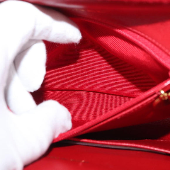 CHANEL Matelasse Chain Shoulder Bag Cotton Red Gold CC Auth 179799