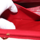 CHANEL Matelasse Chain Shoulder Bag Cotton Red Gold CC Auth 179799-25