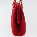 CHANEL Matelasse Chain Shoulder Bag Cotton Red Gold CC Auth 179799-5