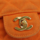 CHANEL Matelasse 25 Chain Shoulder Bag Corduroy Orange Gold CC Auth 179800V-20